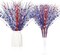 32 Pack Patriotic Berry Stem Picks for Vase, 17 Inches Red White Blue Floral Picks for 4th of July Memorial Day Decorations, Artificial Glittery Branches Ornaments(Red, Blue, White)